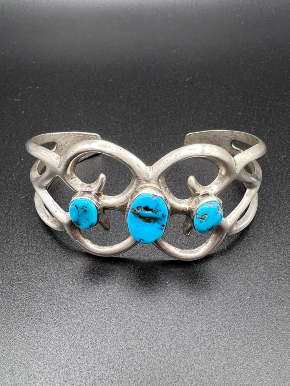 Native American Sandcast Turquoise Cuff - Picture 2 of 7